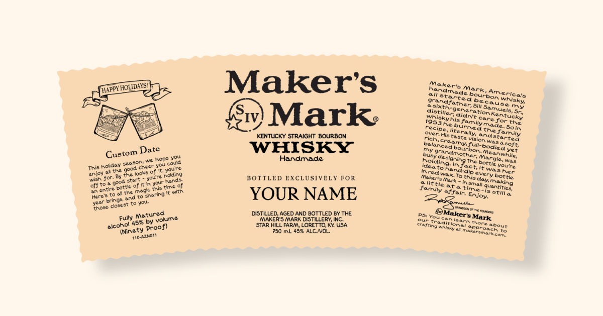 Maker's Mark Bespoke Whiskey Custom Holiday Labels NC Whiskey